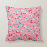 Pink Dental Pattern Throw Pillow