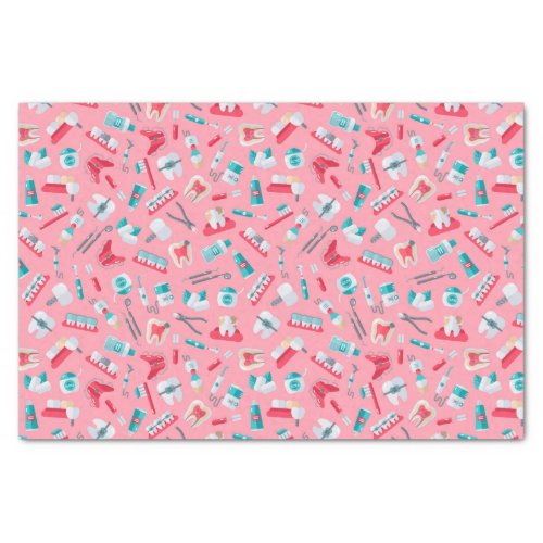 Pink Dental Pattern Tissue Paper