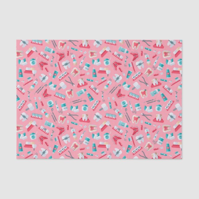 Pink Dental Pattern Tissue Paper (Front)