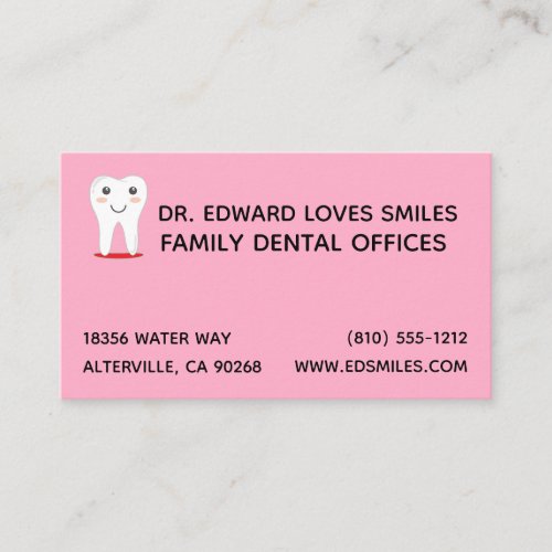 Pink Dentist Business Card _ Dental Dentists Cards