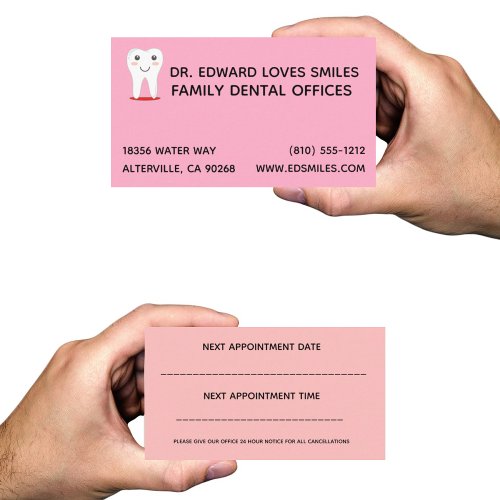 Pink Dentist Business Card _ Dental Dentists Cards