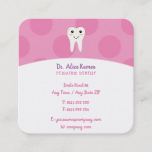 Pink Dentist for kids Pediatric Dentist Appointment Card