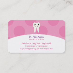 Pink Dentist for kids Pediatric Dentist Appointment Card