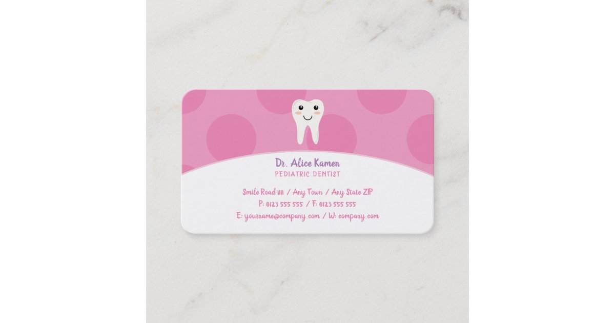 Pink Dentist For Kids Pediatric Dentist Appointment Card Zazzle Com