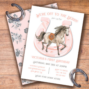 Pink Derby Horse Racing Birthday Party Invitation