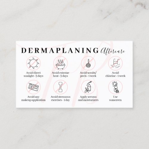 Pink Dermaplaning Aftercare Post Instructions Business Card