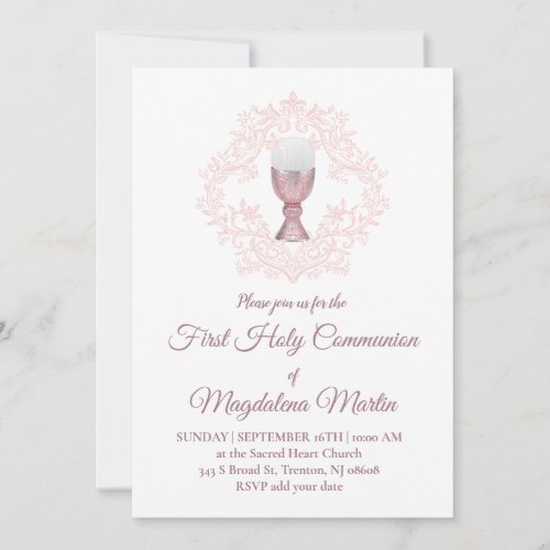 pink design First Communion girl