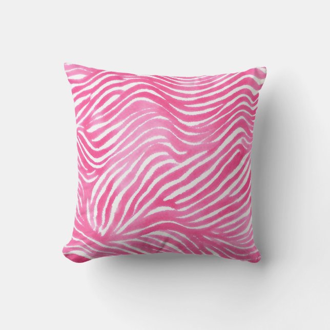 Pink Design Pillow, Pink Watercolour Aesthetic Throw Pillow (Front)