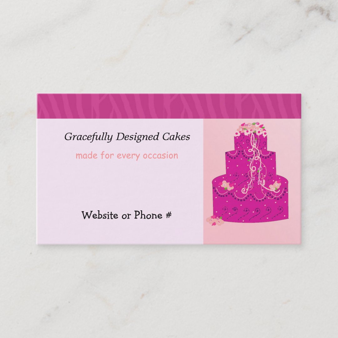 Pink Designer Cake Business Card | Zazzle