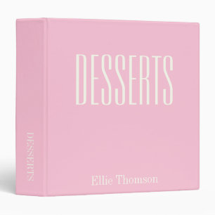 Pink Desserts Custom Name Personalized Baker Name 3 Ring Binder