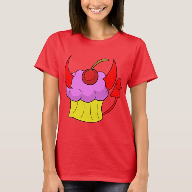 Pink Devil Cupcake T-Shirt (Front)