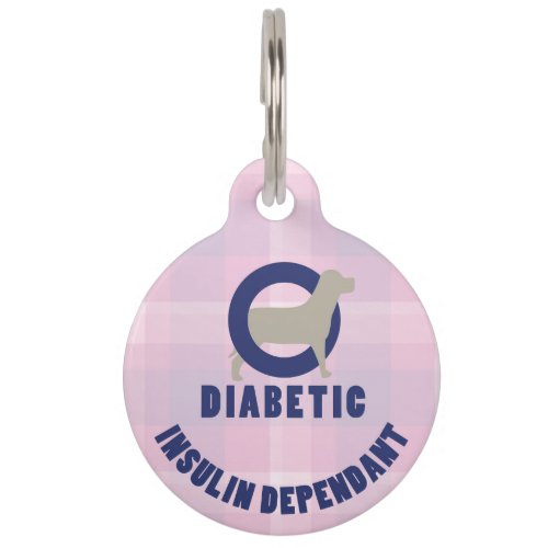 Pink Diabetic medical alert dog tag