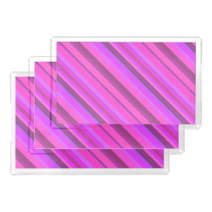 Pink diagonal stripes acrylic tray