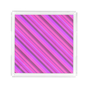 Pink diagonal stripes acrylic tray
