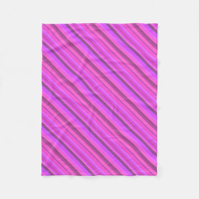 Pink diagonal stripes fleece blanket (Front)
