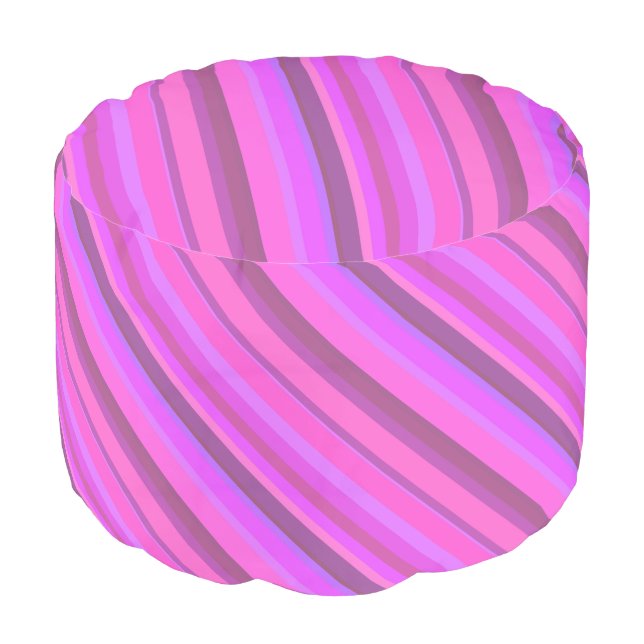 Pink diagonal stripes pouf (Angled Front)