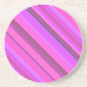 Pink diagonal stripes sandstone coaster