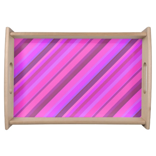 Pink diagonal stripes serving tray (Front)