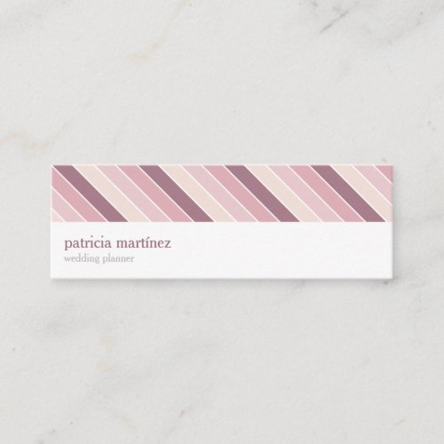 Pink diagonal stripes seventies retro pattern mini business card
