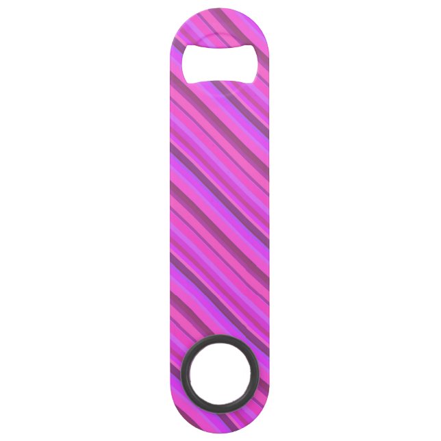 Pink diagonal stripes speed bottle opener (Front)