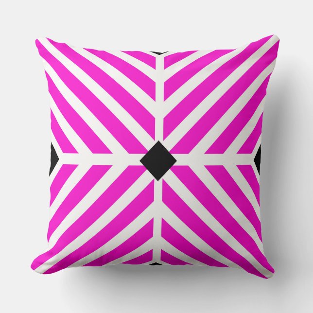 Pink Diagonal Stripes Throw Pillow (Front)