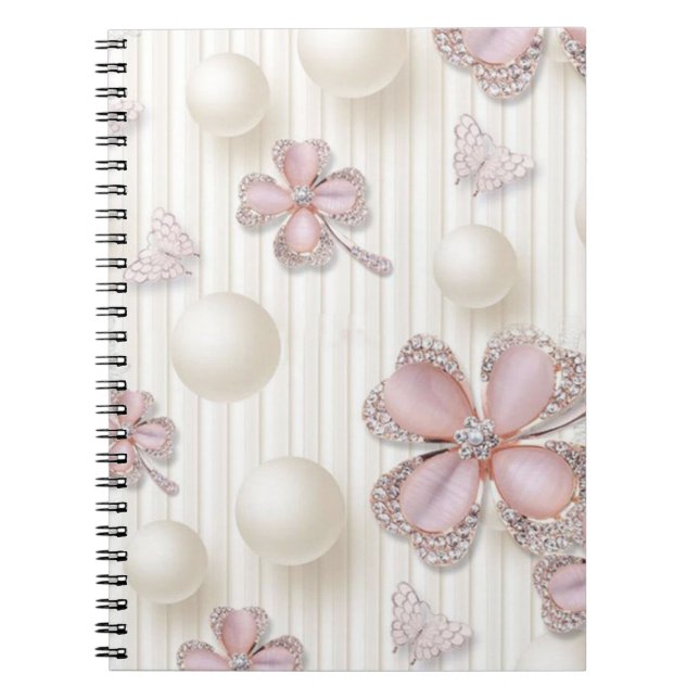Pink diamond 4-leaf clovers notebook (Front)