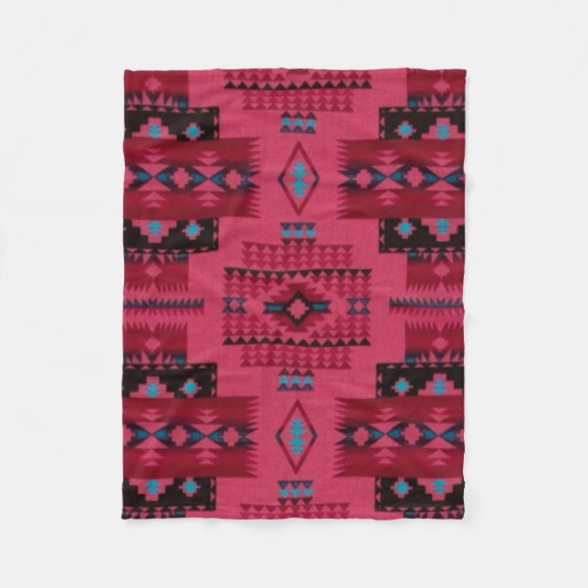 PINK Diamond Aztec Print Fleece Blanket (Front)