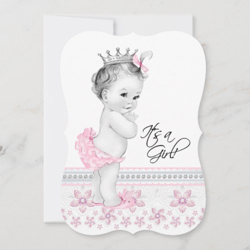 Pink Diamond Baby Girl Shower Invitation