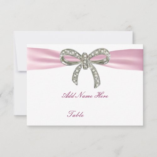 Pink Diamond Bow Wedding Table Place Card