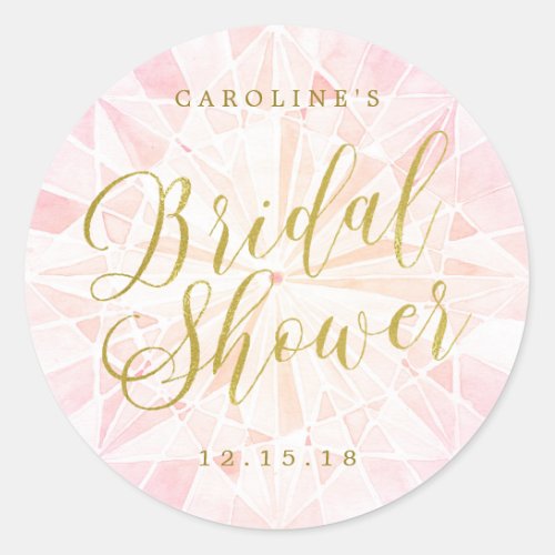 Pink Diamond Bridal Shower Classic Round Sticker