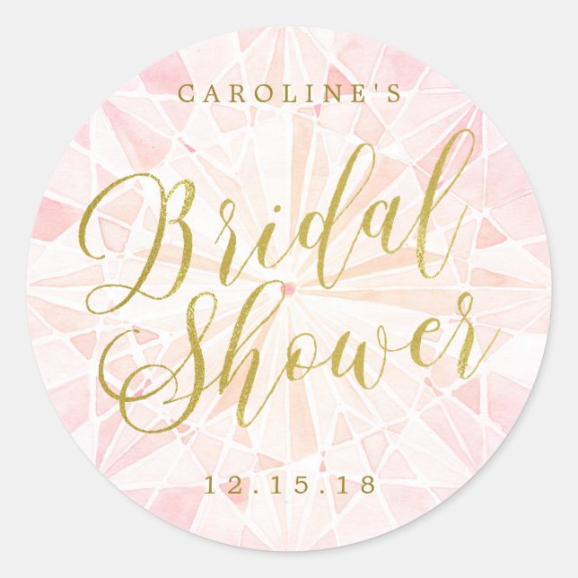 Pink Diamond Bridal Shower Classic Round Sticker (Front)