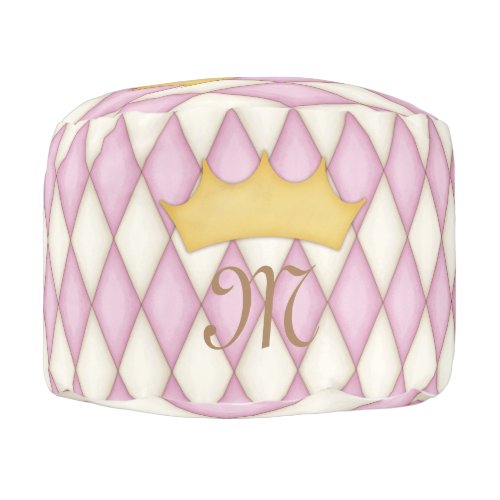 Pink Diamond Check Crowned Monogram Princess Pouf