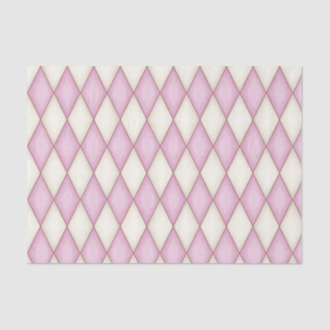Pink Diamond Check Medieval Fairytale Princess Tissue Paper (Front)