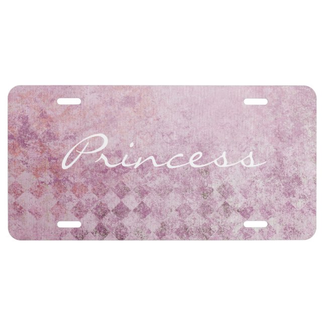 Pink Diamond Collage Background License Plate (Front)