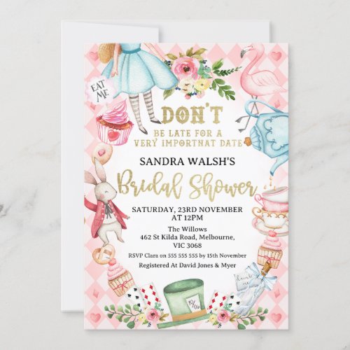 Pink Diamond Dont Be Late Bridal Shower  Invitation