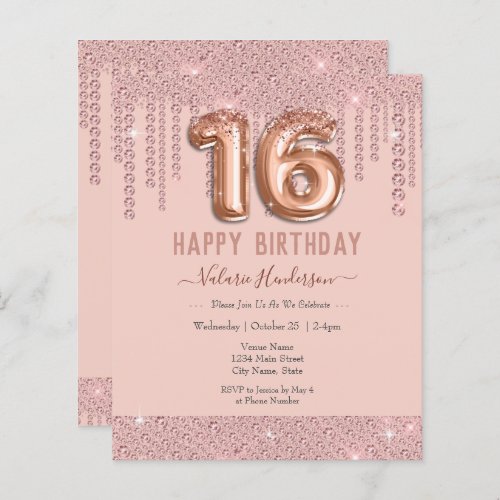 Pink Diamond Drips Happy 16th Birthday