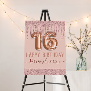Pink Diamond Drips Happy 16th Birthday Foam Board