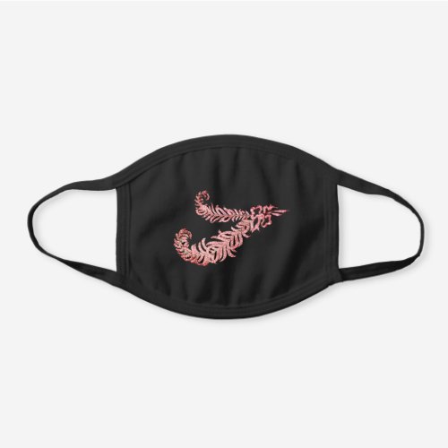 PINK DIAMOND FEATHERS IN BLACK Antique Jewels Black Cotton Face Mask