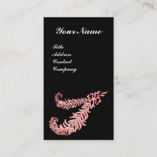 PINK DIAMOND FEATHERS JEWEL MONOGRAM BLACK BUSINESS CARD