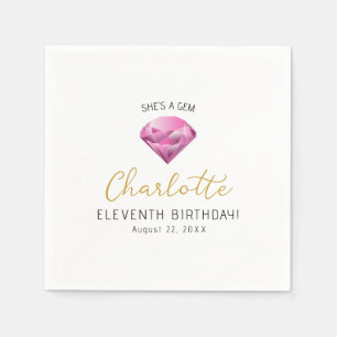 Pink Diamond Gem Birthday Paper Napkins