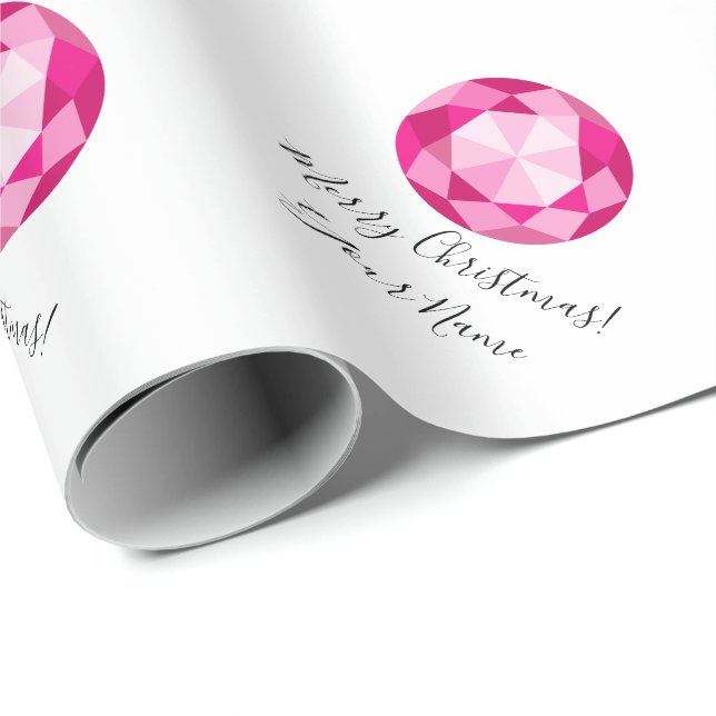 Pink diamond gemstone custom Christmas Holiday Wrapping Paper (Roll Corner)
