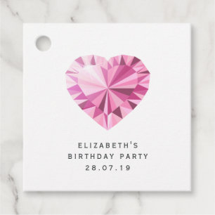 Pink Diamond Gemstone with Luxury Faux Leather Favor Tags
