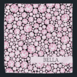 Pink Diamond Gemstones Glam Pet Fun Bandana<br><div class="desc">Diamond Gemstone pattern in pink on black background with custom PET NAME in black. Easy to personalize text,  text color. Great for ANY Glam Pet! Modern,  Luxury Pet,  Fun. Mix and Match entire Pet / Pet Lover Collections by TMCdesigns.</div>