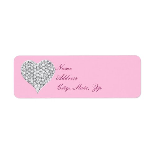 Pink Diamond Heart Address Labels