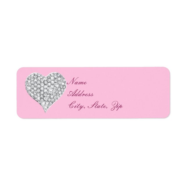 Pink Diamond Heart Address Labels (Front)