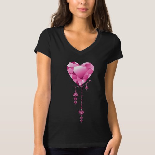 Pink Diamond Heart  Heart Droplets T_Shirt