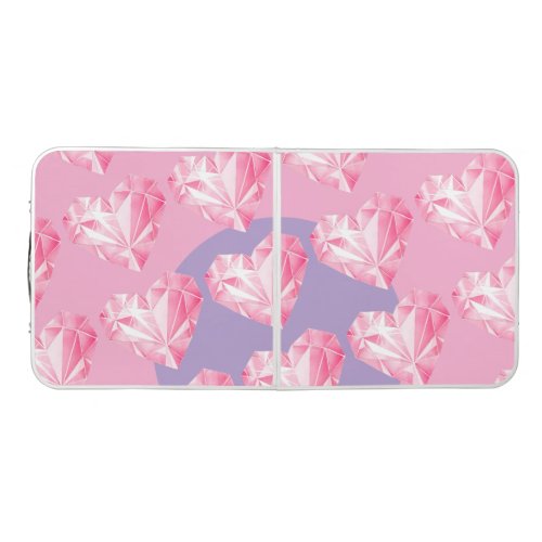 Pink Diamond Heart Pattern  – Cute &amp; Stylish Beer Pong Table