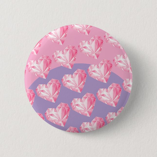 Pink Diamond Heart Pattern – Cute & Stylish Design Button (Front)