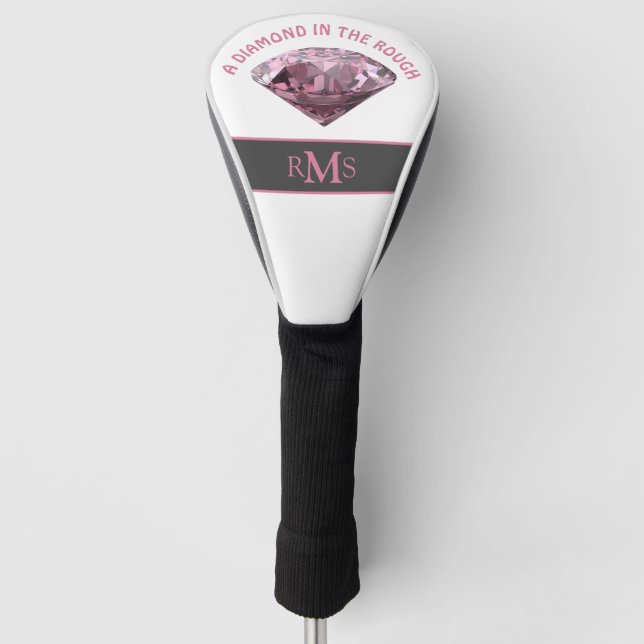 Pink Diamond in the Rough Personalized Golf Head Cover (Front)