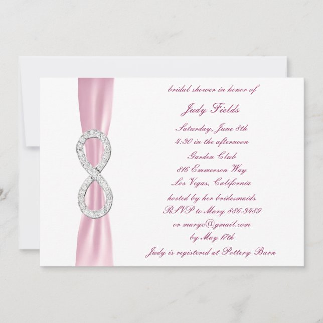 Pink Diamond Infinity Bridal Shower Invitation (Front)